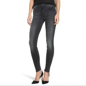 Mother The Looker Lies and Shadows Faded Black Mid-Rise Skinny Jeans